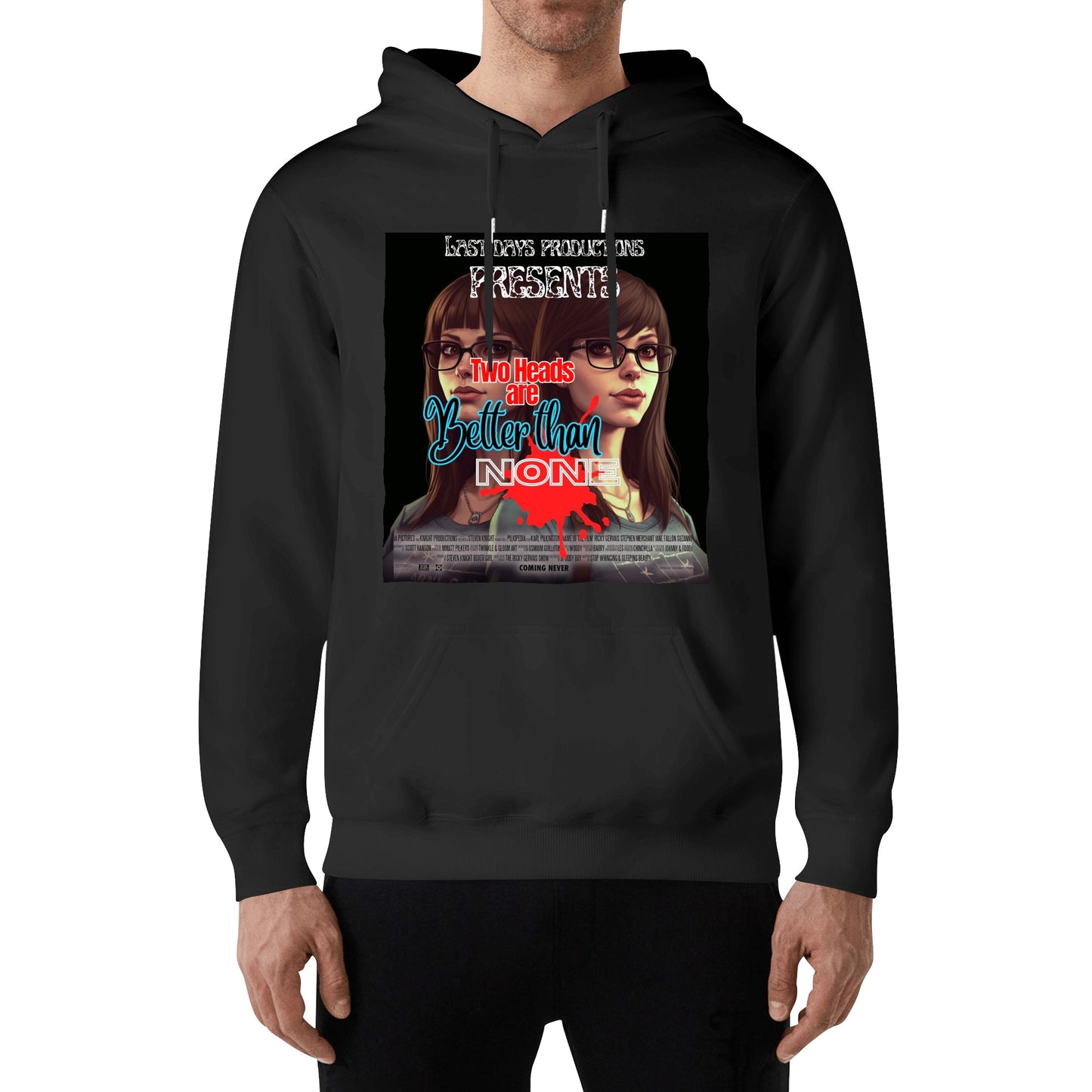 Two Heads Front & Back Printing Adult Cotton Hoodie