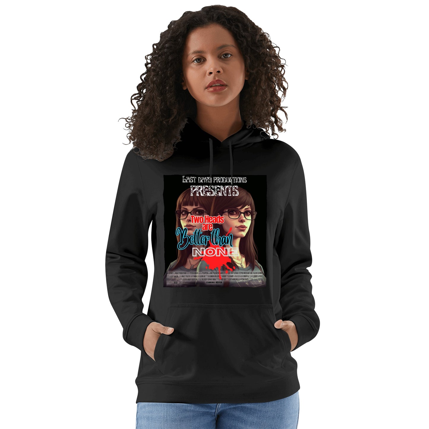 Two Heads Front & Back Printing Adult Cotton Hoodie