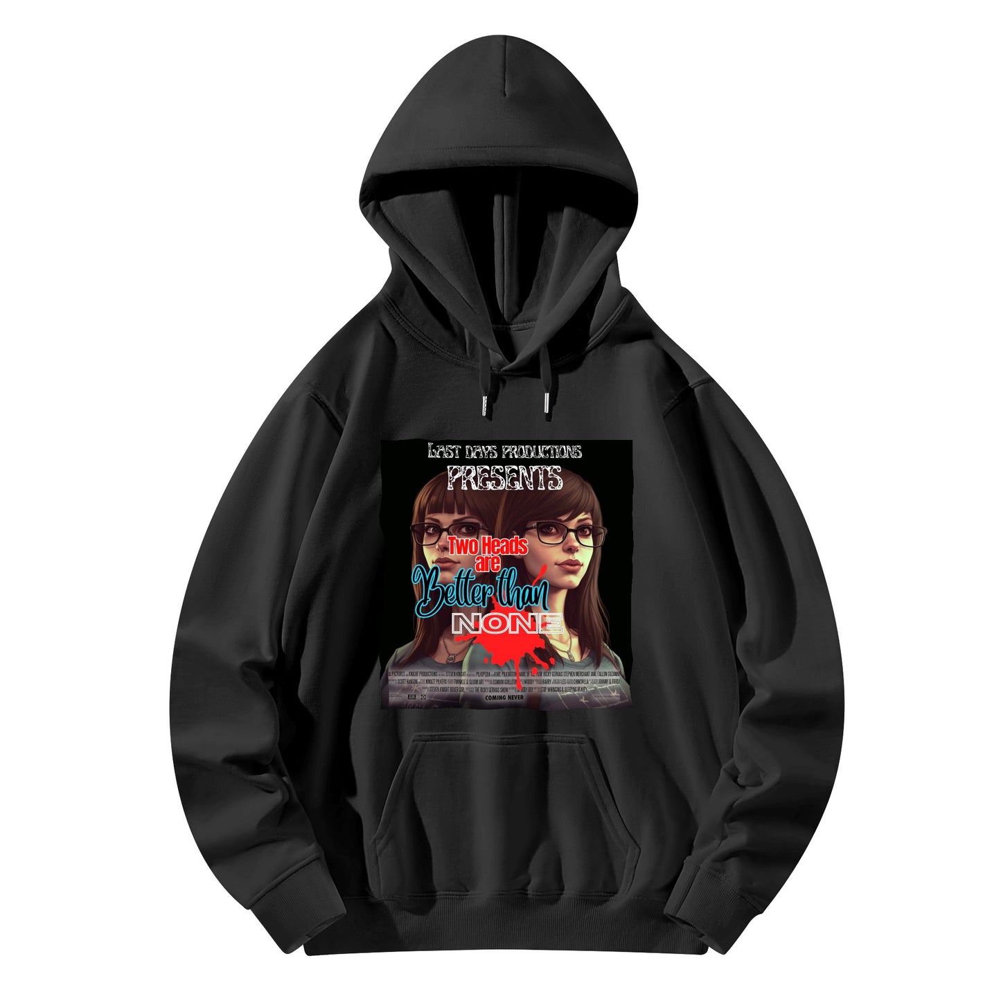 Two Heads Front & Back Printing Adult Cotton Hoodie