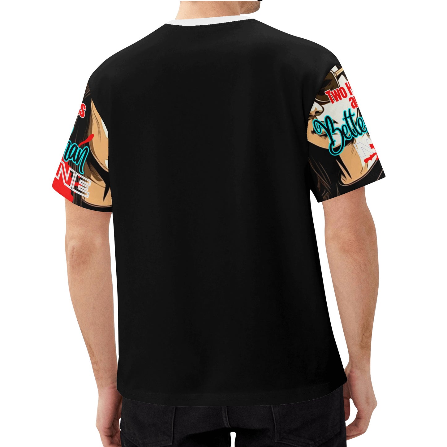 2 Heads Blk Mens All Over Print Short Sleeve T-Shirt