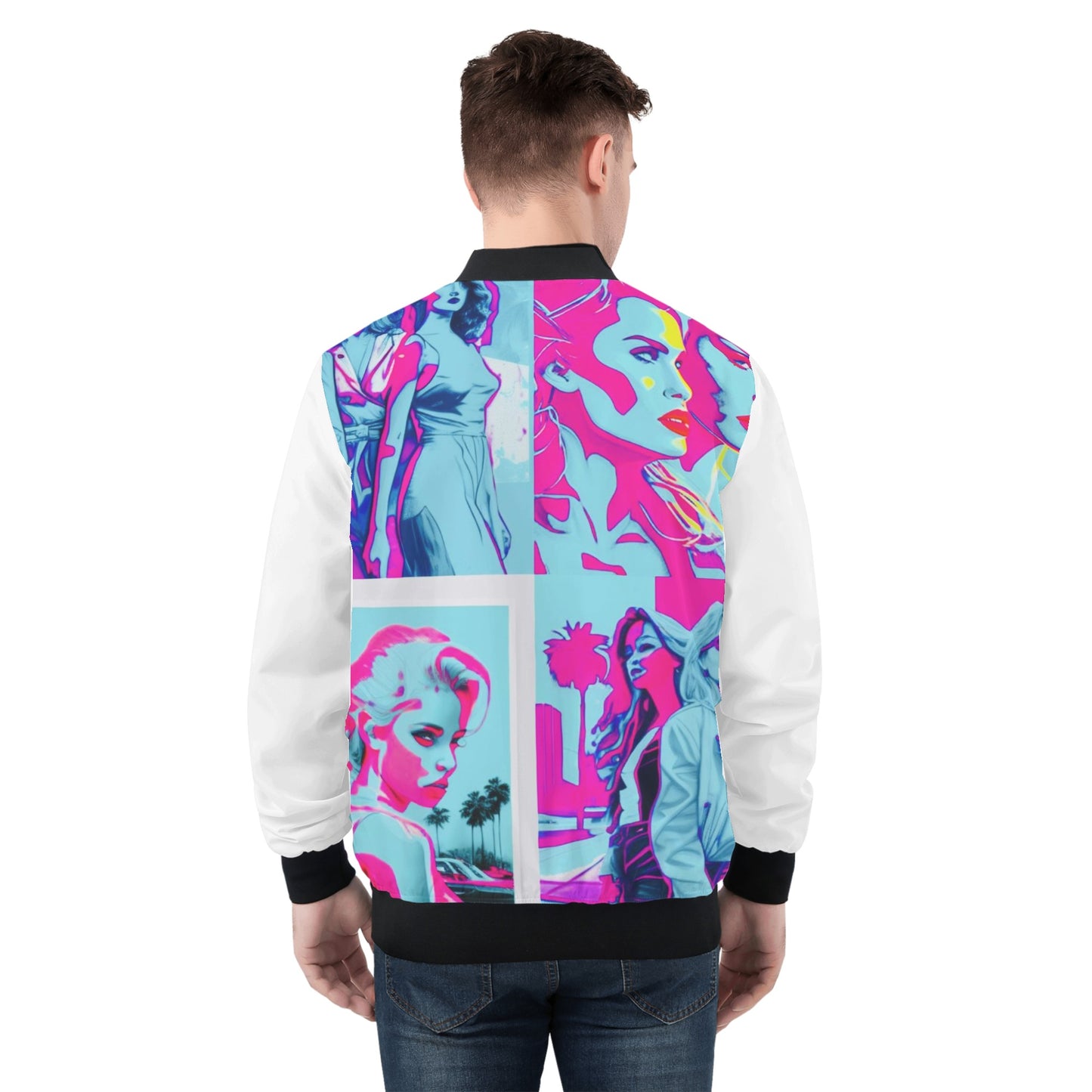 White & Blue Swager Jacket-Mens Bomber Jacket