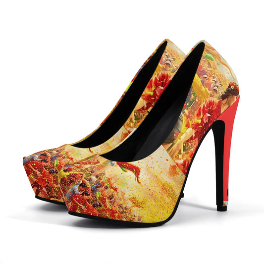 Cultured Hells ‘Hoàng Cầm’-Women Platform Pumps 5 Inch High Heels