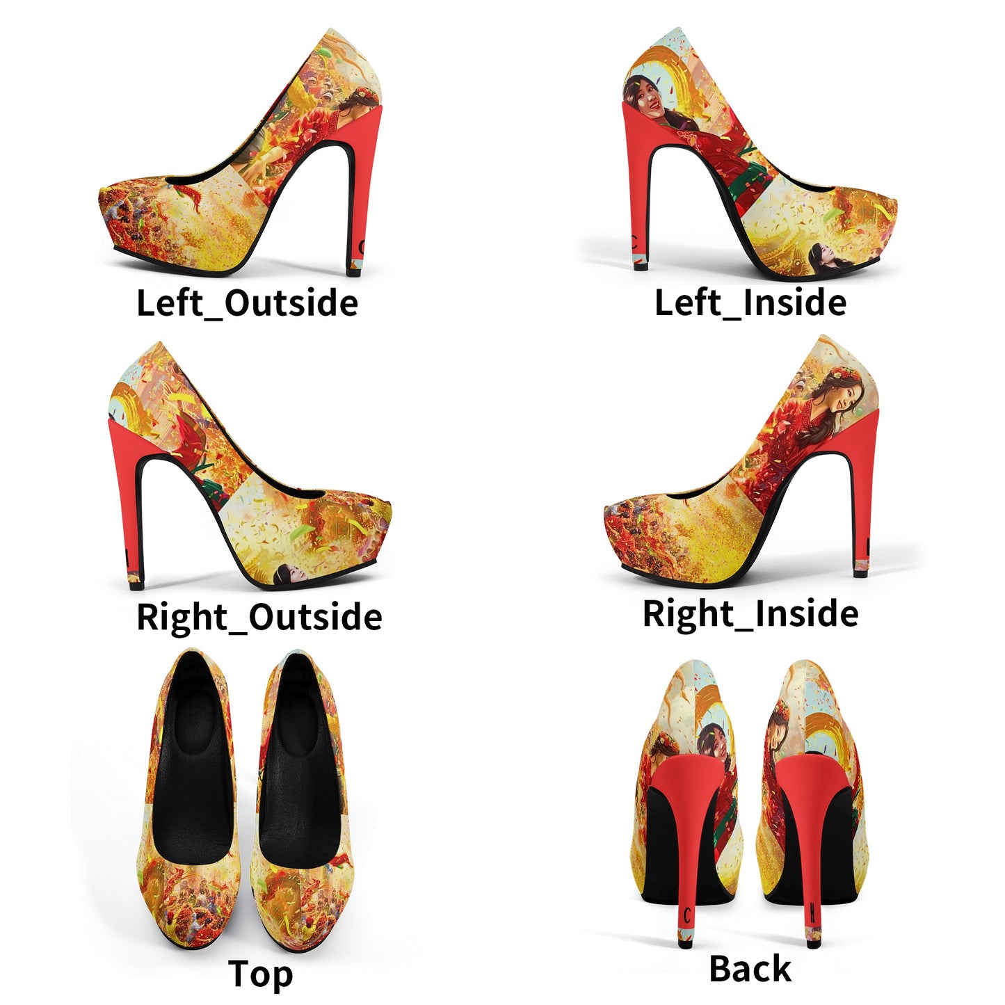 Cultured Hells ‘Hoàng Cầm’-Women Platform Pumps 5 Inch High Heels
