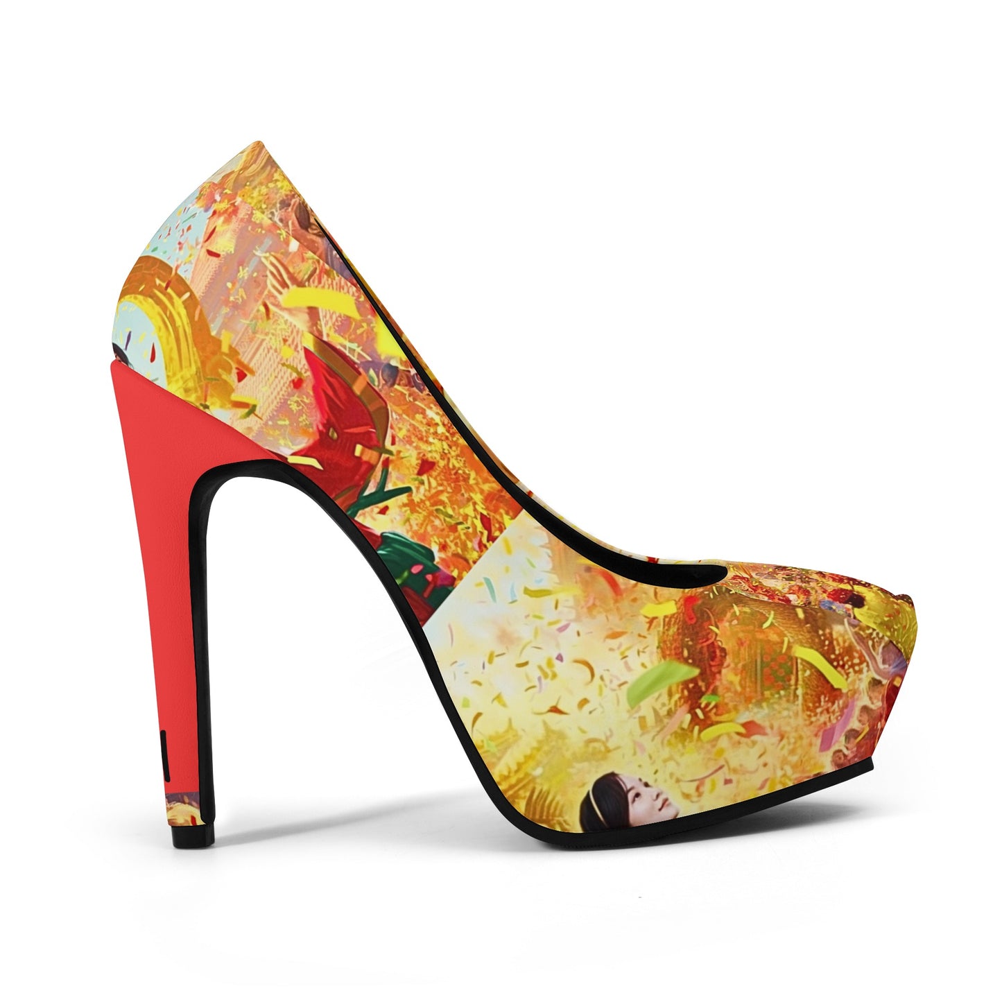 Cultured Hells ‘Hoàng Cầm’-Women Platform Pumps 5 Inch High Heels