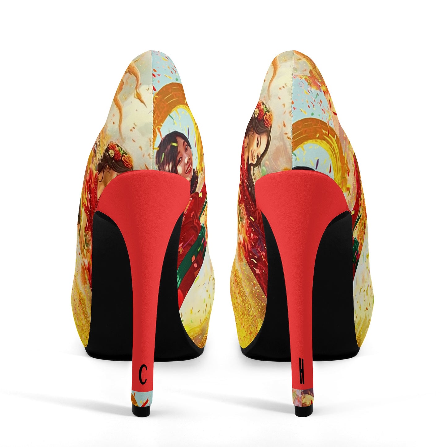 Cultured Hells ‘Hoàng Cầm’-Women Platform Pumps 5 Inch High Heels