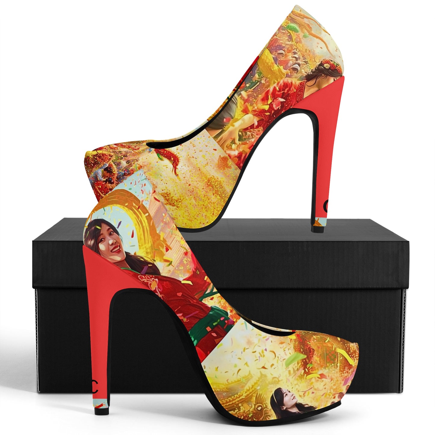 Cultured Hells ‘Hoàng Cầm’-Women Platform Pumps 5 Inch High Heels
