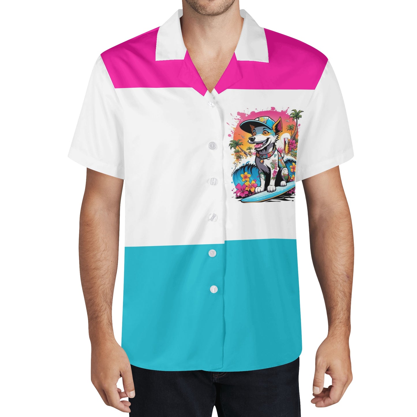 "KD The Surf Dog" Casual Hawaiian Shirt