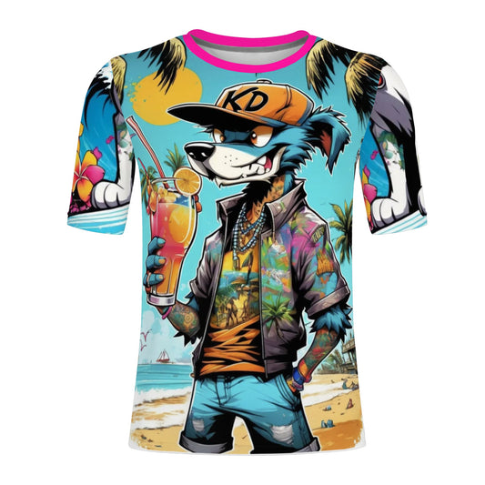 "KD the surf dog" All Over Print Fitted Asian Size T-shirts
