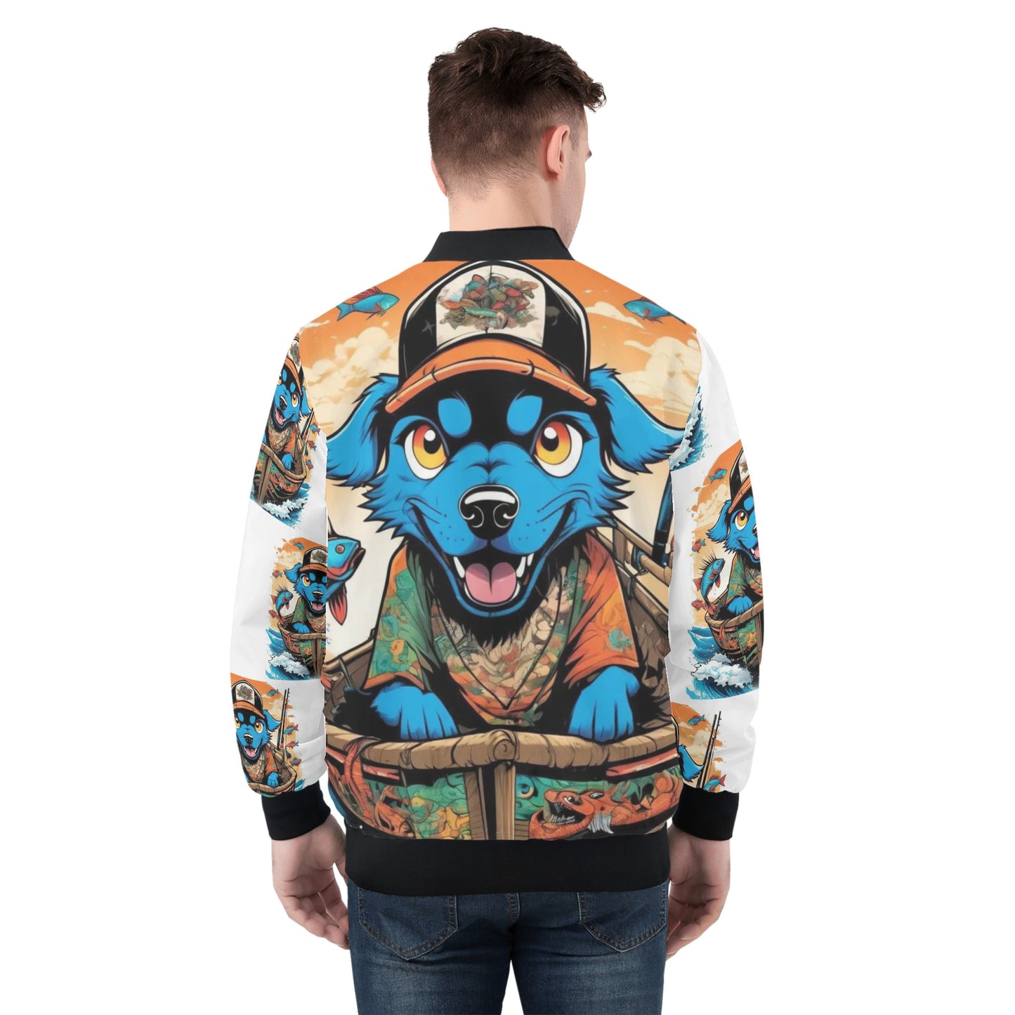 "KD Blue Pup " Unisex All Over Print Zip Bomber Jacket