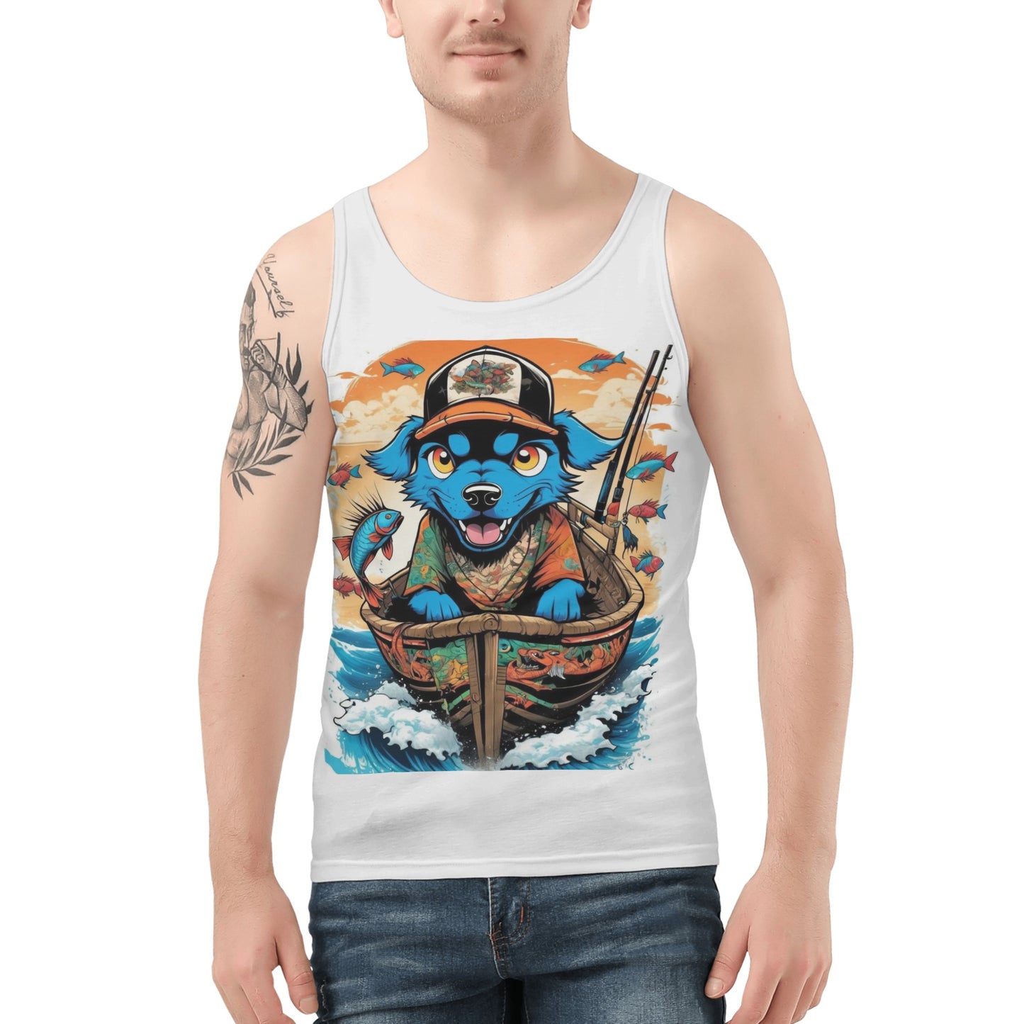 "KD Blue Pup" All Over Print Tank Top