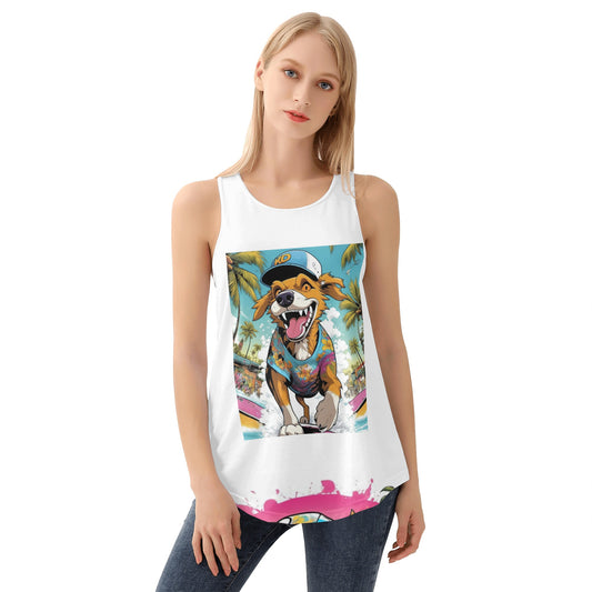"KD Bottom Line" Womens All Over Print Loose Tank Tops