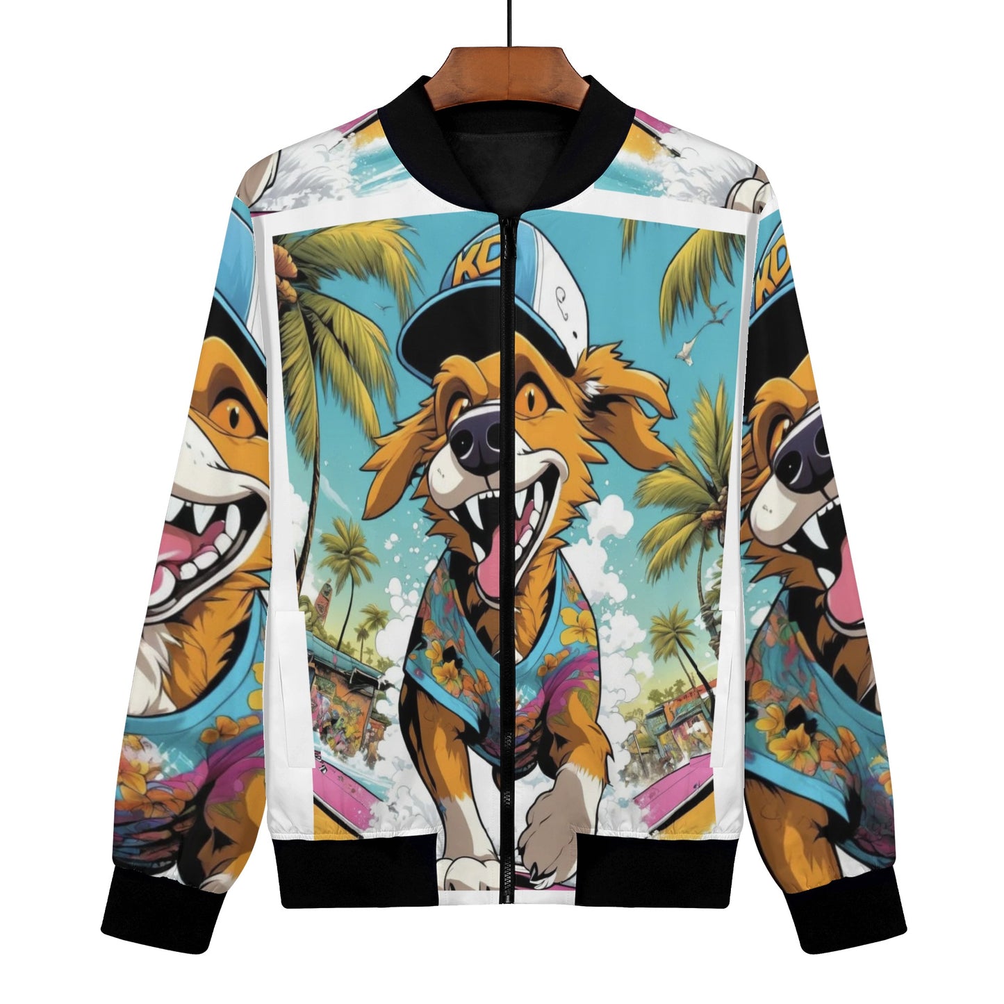 "KD Bottom Line" Unisex Zip Up Print Bomber Jacket