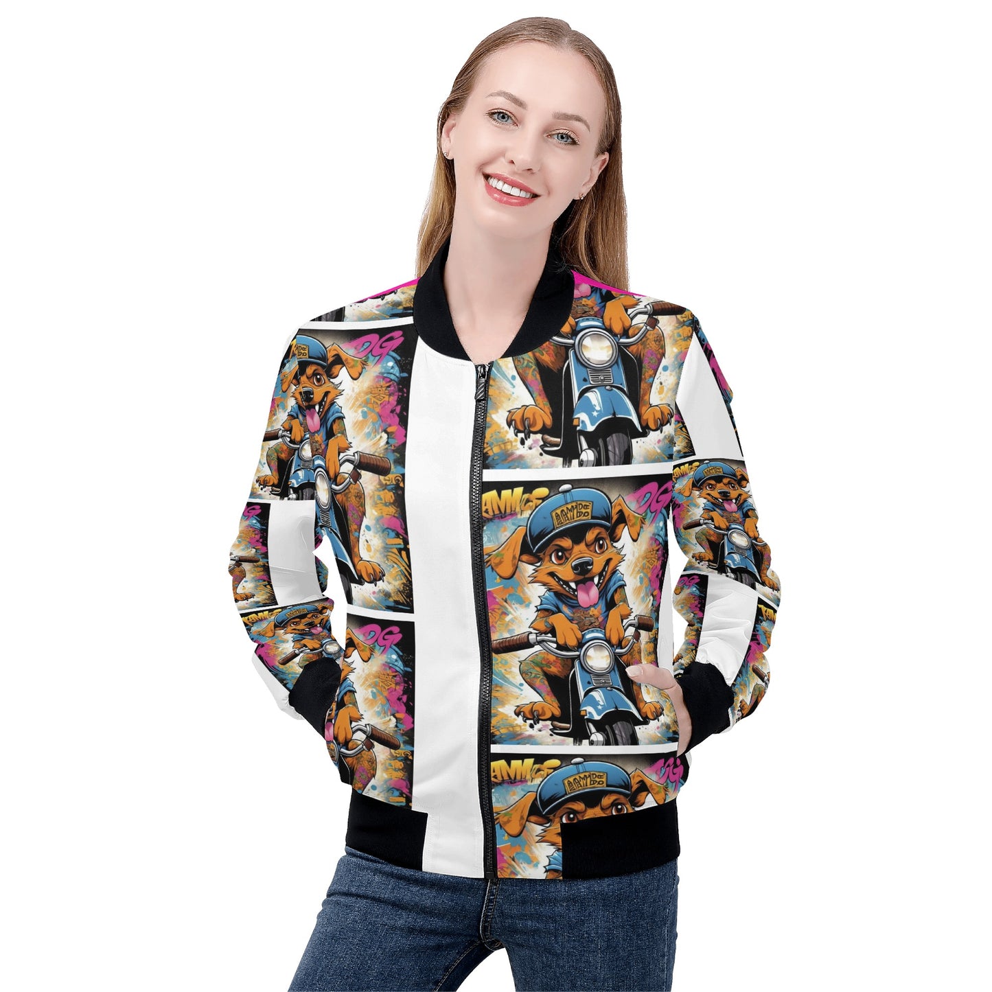 "KD Chilli" Unisex Zip Up Print Bomber Jacket