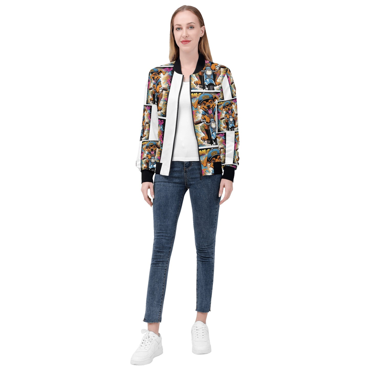 "KD Chilli" Unisex Zip Up Print Bomber Jacket