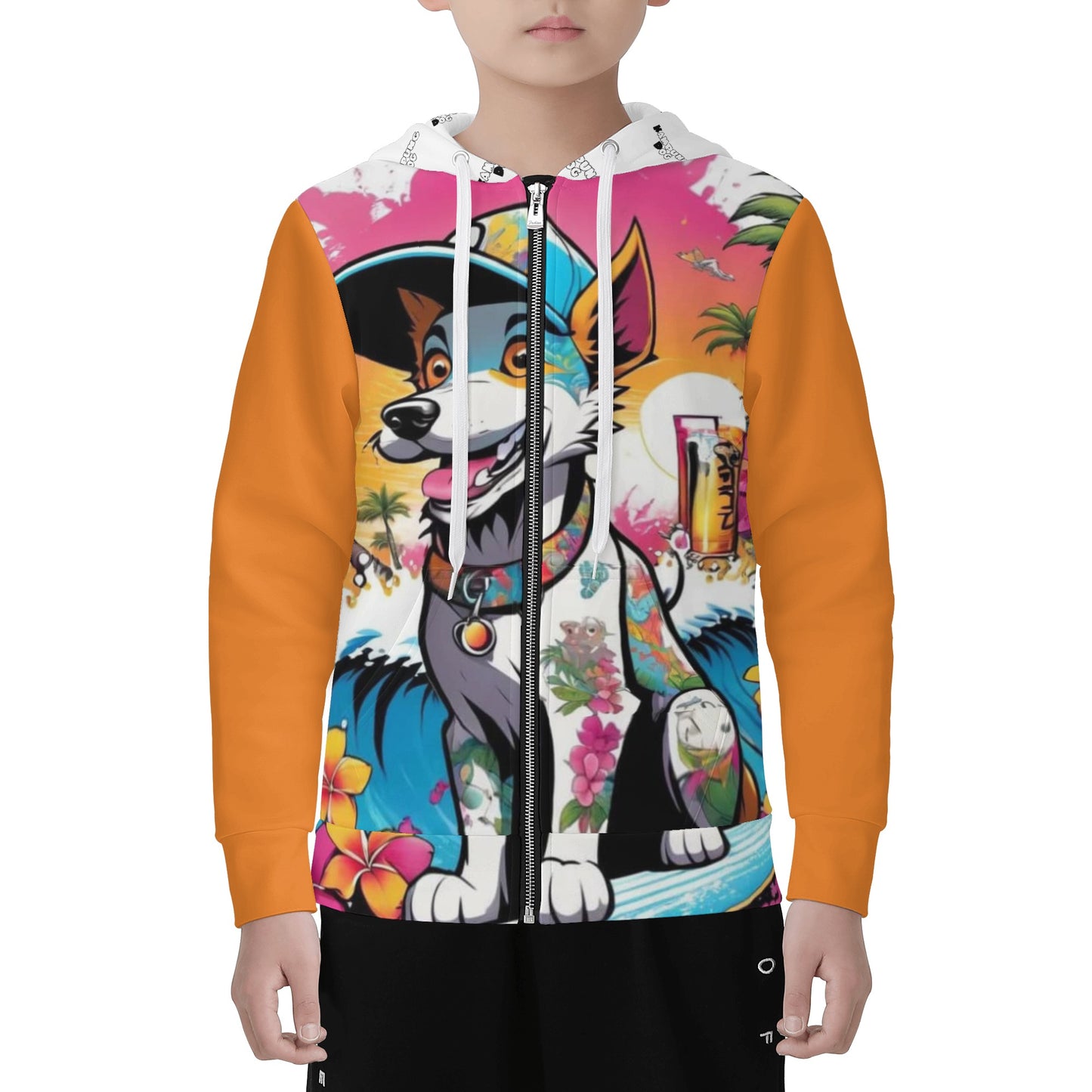 "KD the Surf Dog" Children ALL Over Print Zip Hoodie