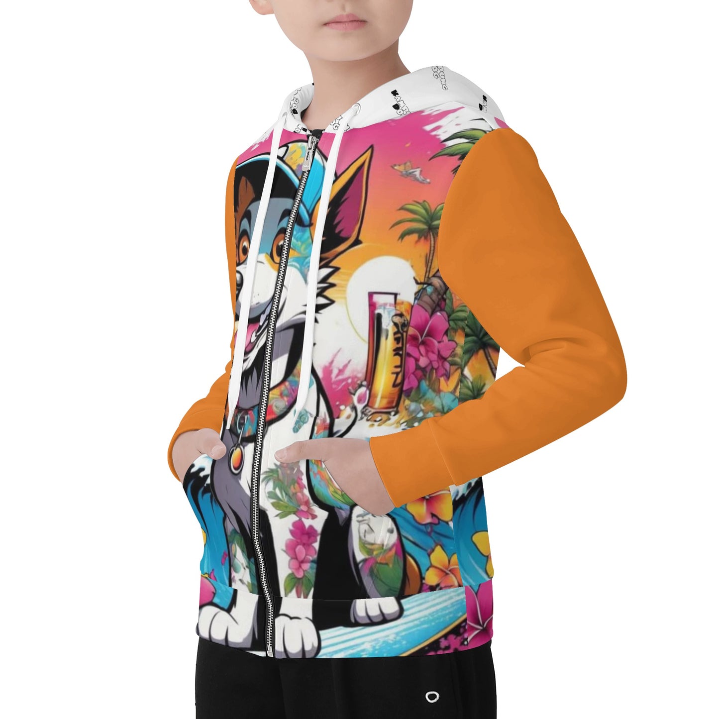 "KD the Surf Dog" Children ALL Over Print Zip Hoodie