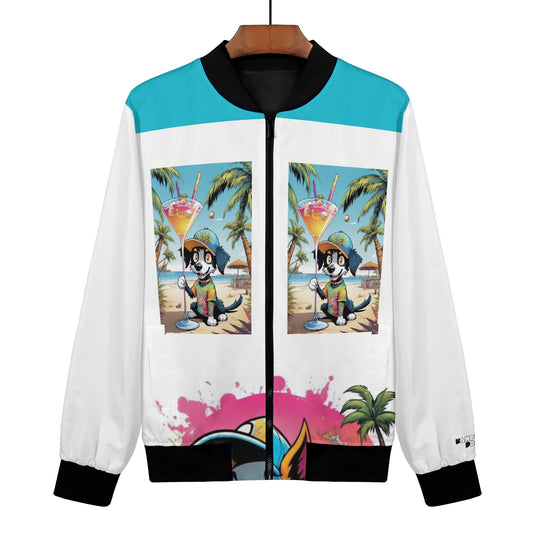 "KD The Surf Dog" Unisex Zip Up Print Bomber Jacket