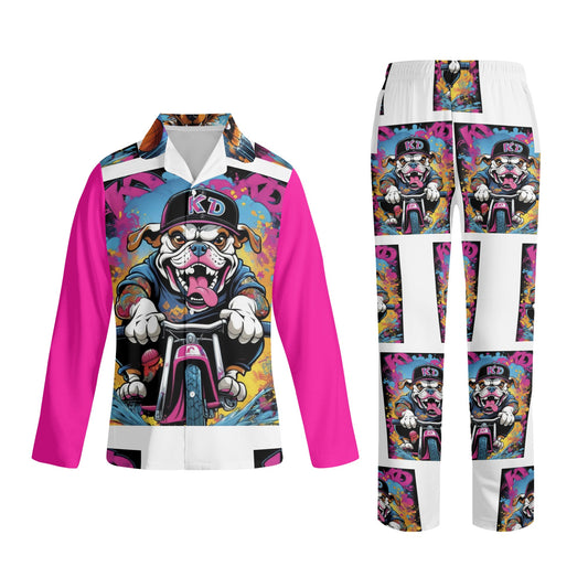 "KD Rollin" Printing Notch Collar Long-Sleeve Pajama Set