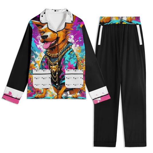 "Saturday, Cedric" Unisex Long Sleeve Adult Nightwear Pajama Set