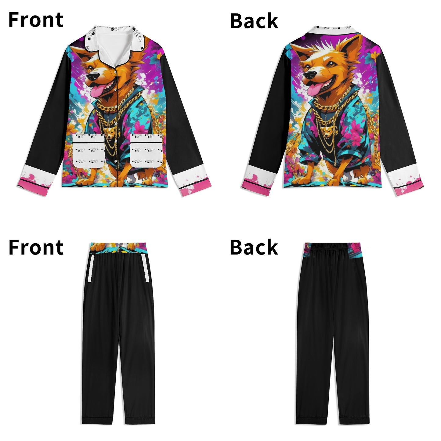 "Saturday, Cedric" Unisex Long Sleeve Adult Nightwear Pajama Set