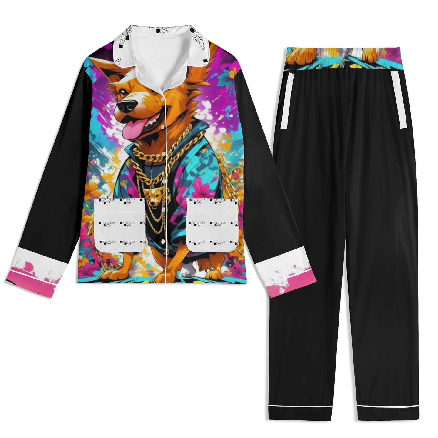 "Saturday, Cedric" Unisex Long Sleeve Adult Nightwear Pajama Set