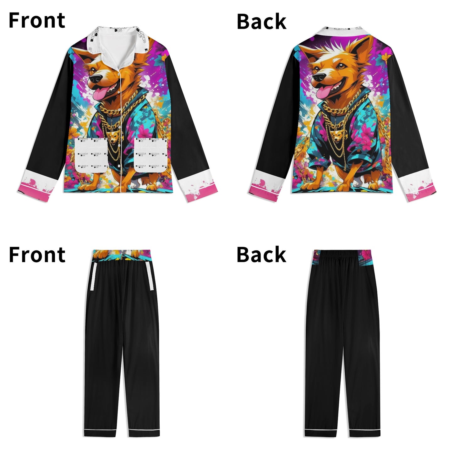 "Saturday, Cedric" Unisex Long Sleeve Adult Nightwear Pajama Set