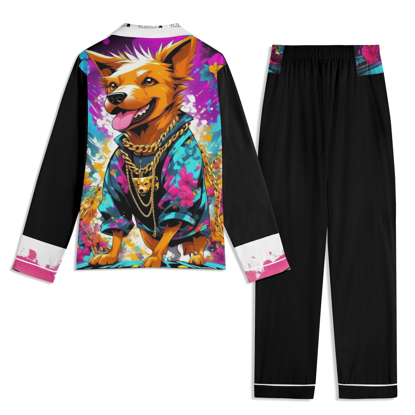 "Saturday, Cedric" Unisex Long Sleeve Adult Nightwear Pajama Set