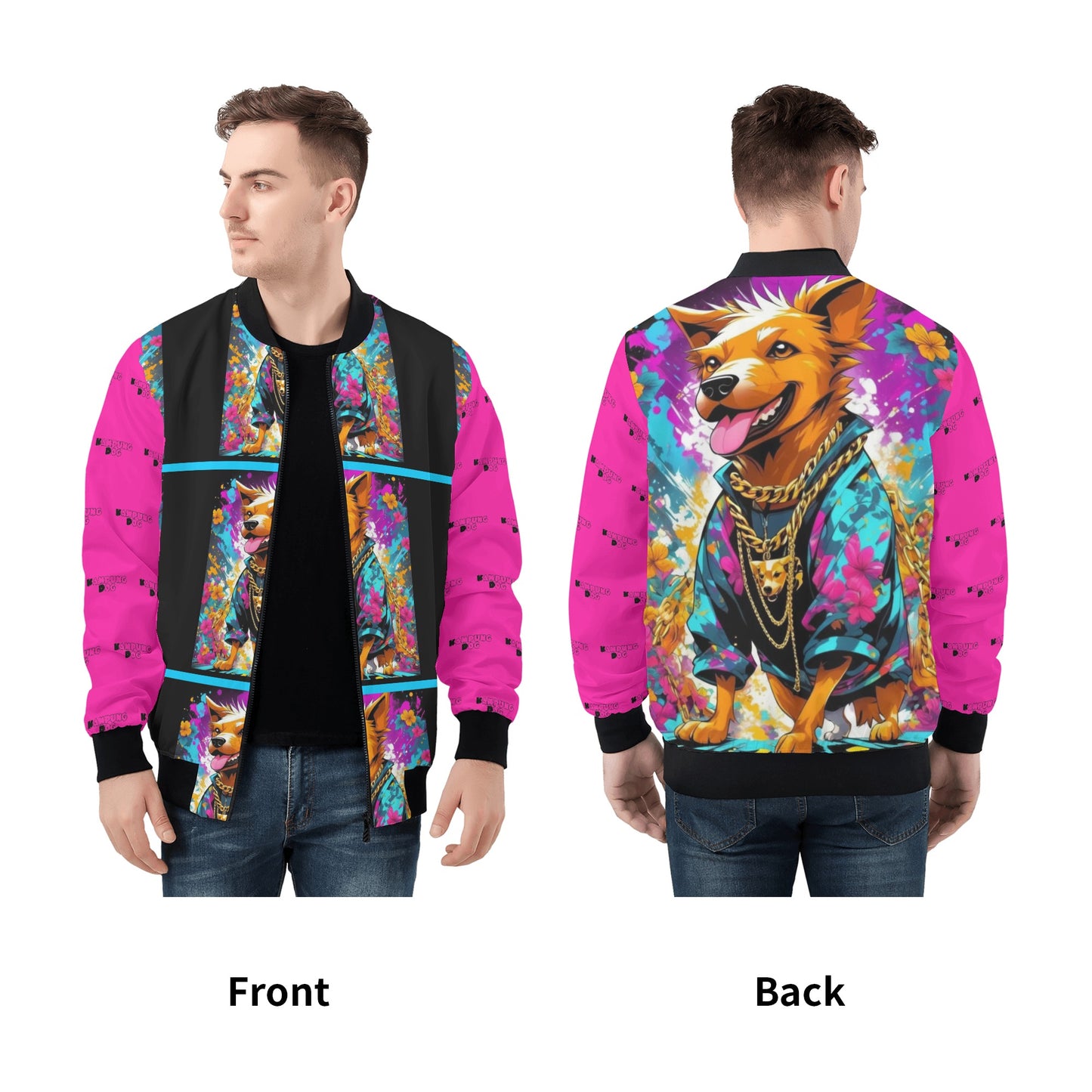 KD Golden Mens All Over Print Zip Bomber Jacket
