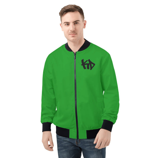 KD Green Mens All Over Print Zip Bomber Jacket