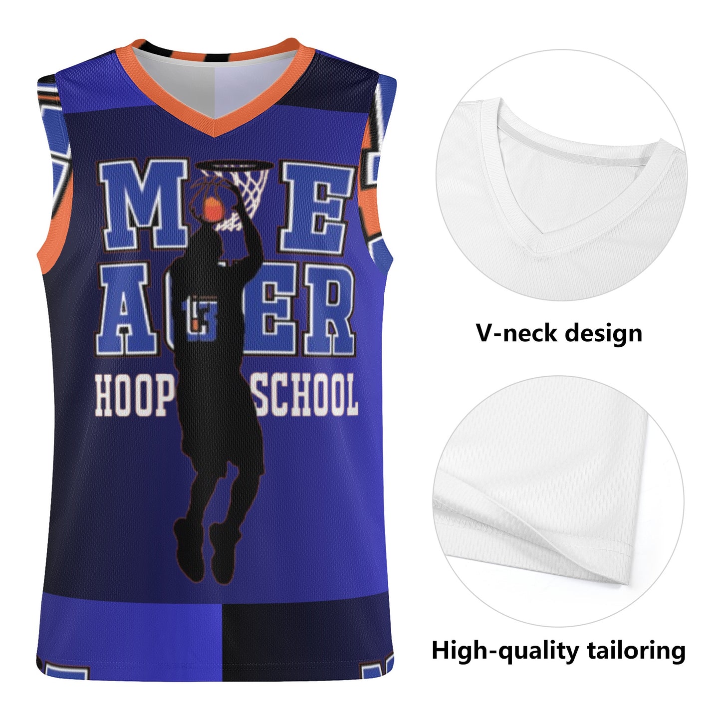 "Moe Ager Hoop School" Blue Berry Jersey