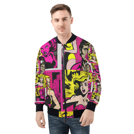 Mens All Over Print Zip Bomber Jacket