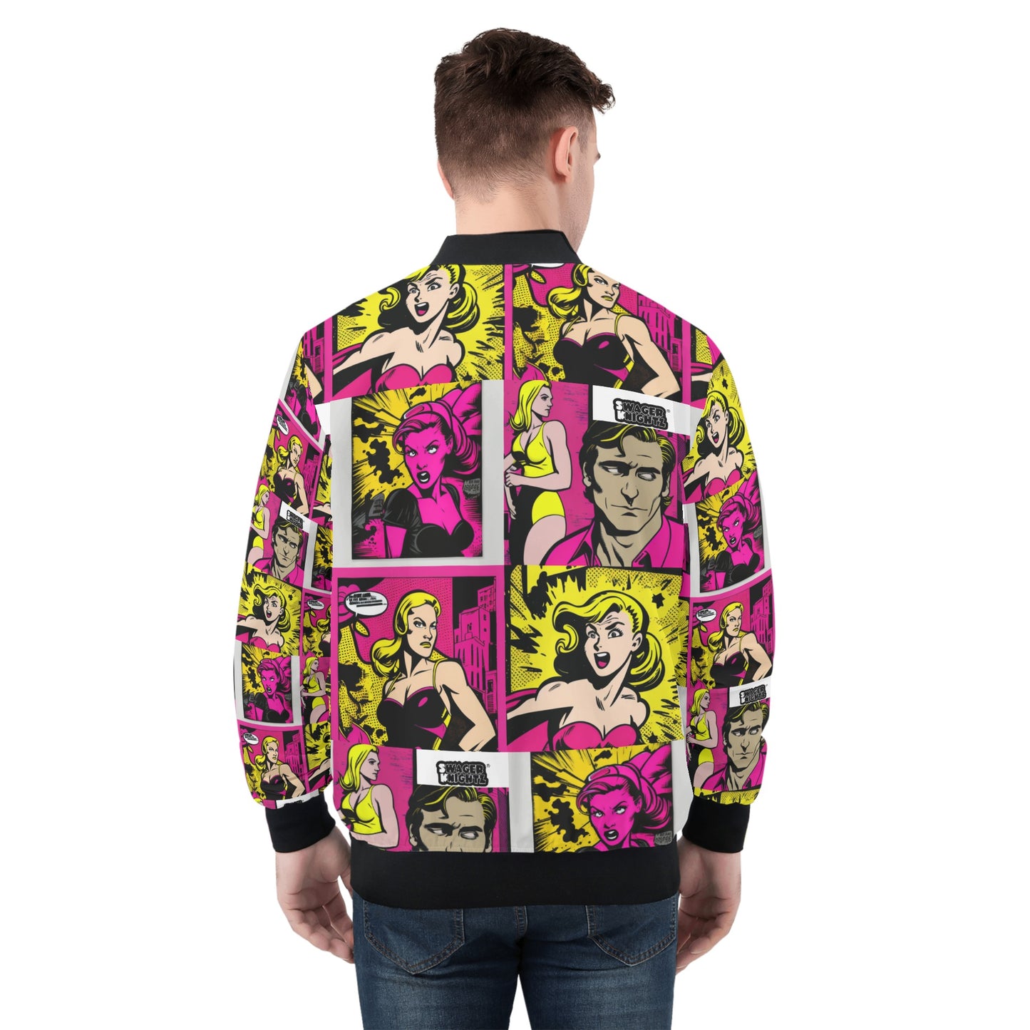 Mens All Over Print Zip Bomber Jacket