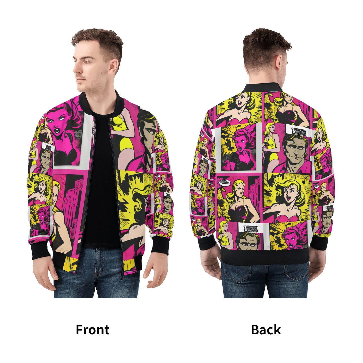 Mens All Over Print Zip Bomber Jacket