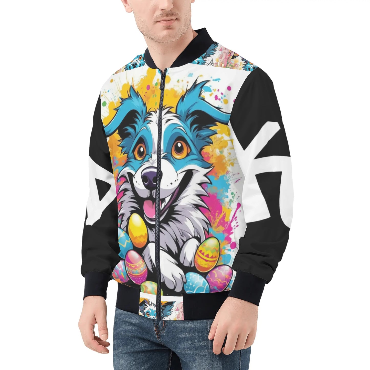 SD Easter 2 Mens All Over Print Zip Bomber Jacket