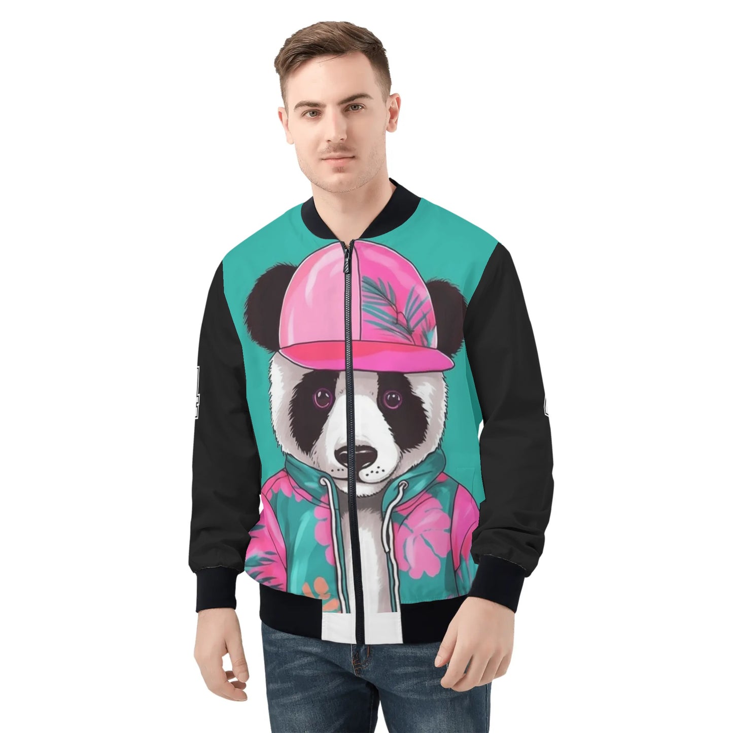 Swager Knightz Panda Love Mens All Over Print Zip Bomber Jacket