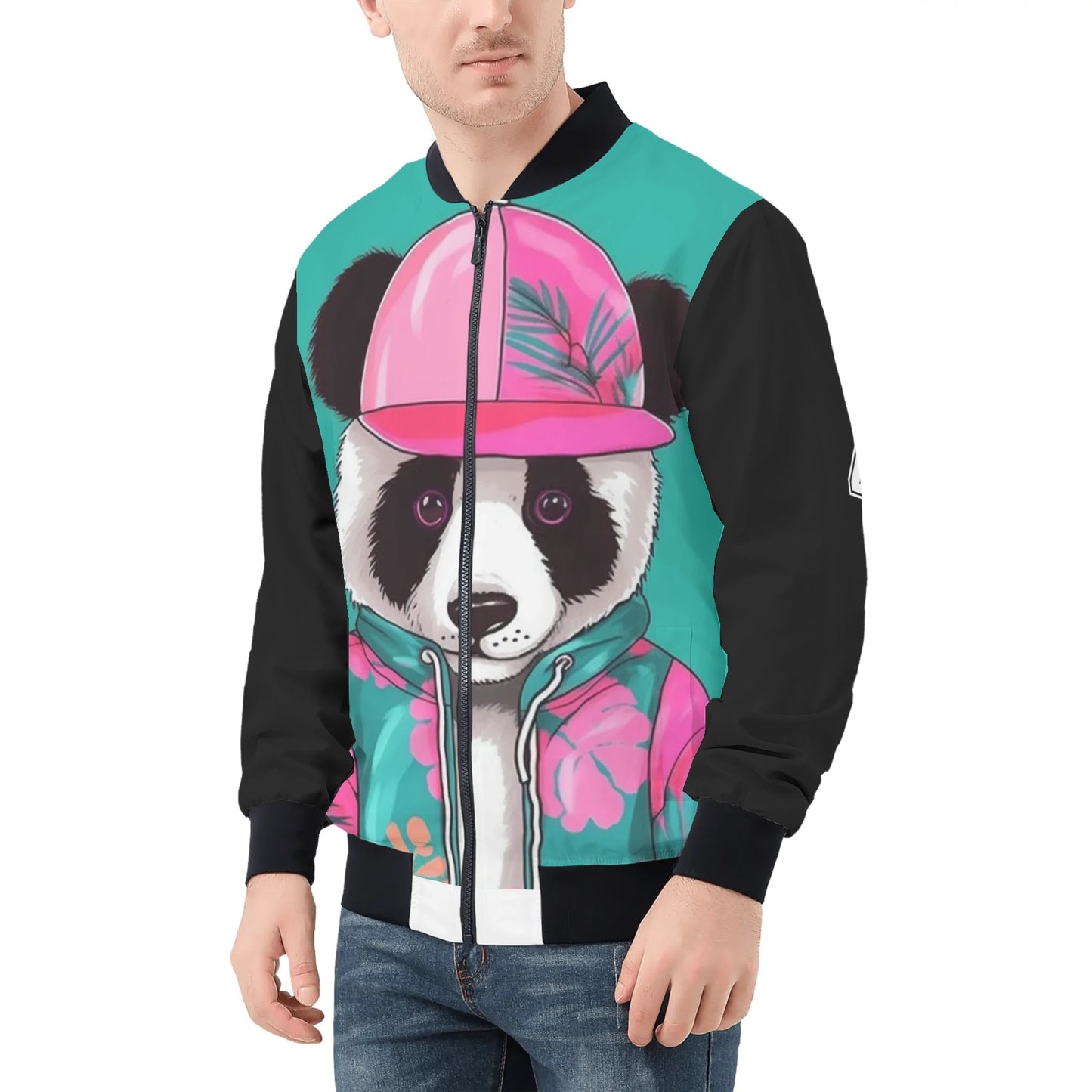 Swager Knightz Panda Love Mens All Over Print Zip Bomber Jacket