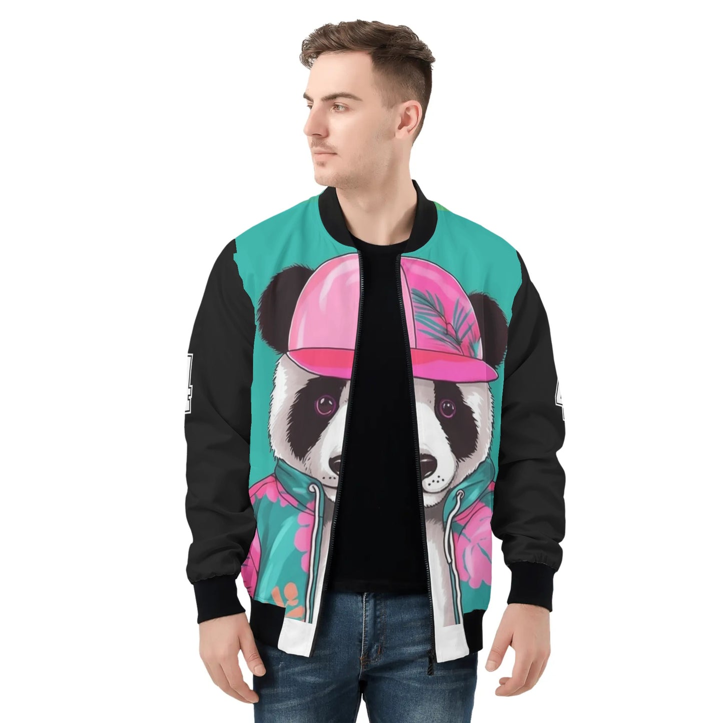 Swager Knightz Panda Love Mens All Over Print Zip Bomber Jacket