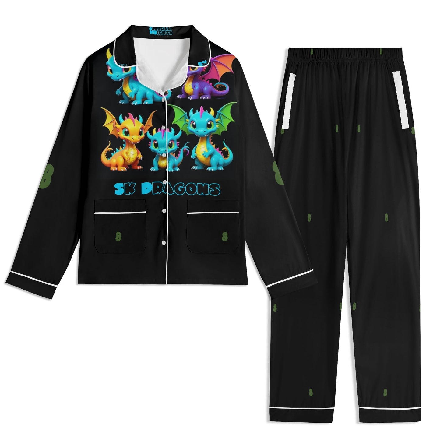 Sk Dragons Unisex Long Sleeve Adult Nightwear Pajama Set