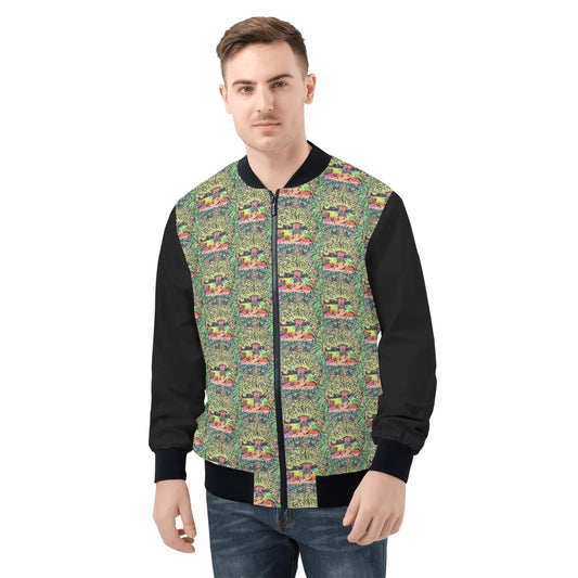 Trap House Mens All Over Print Zip Bomber Jacket