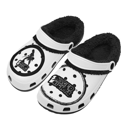 Blk & White Fur Lined Garden Slippers