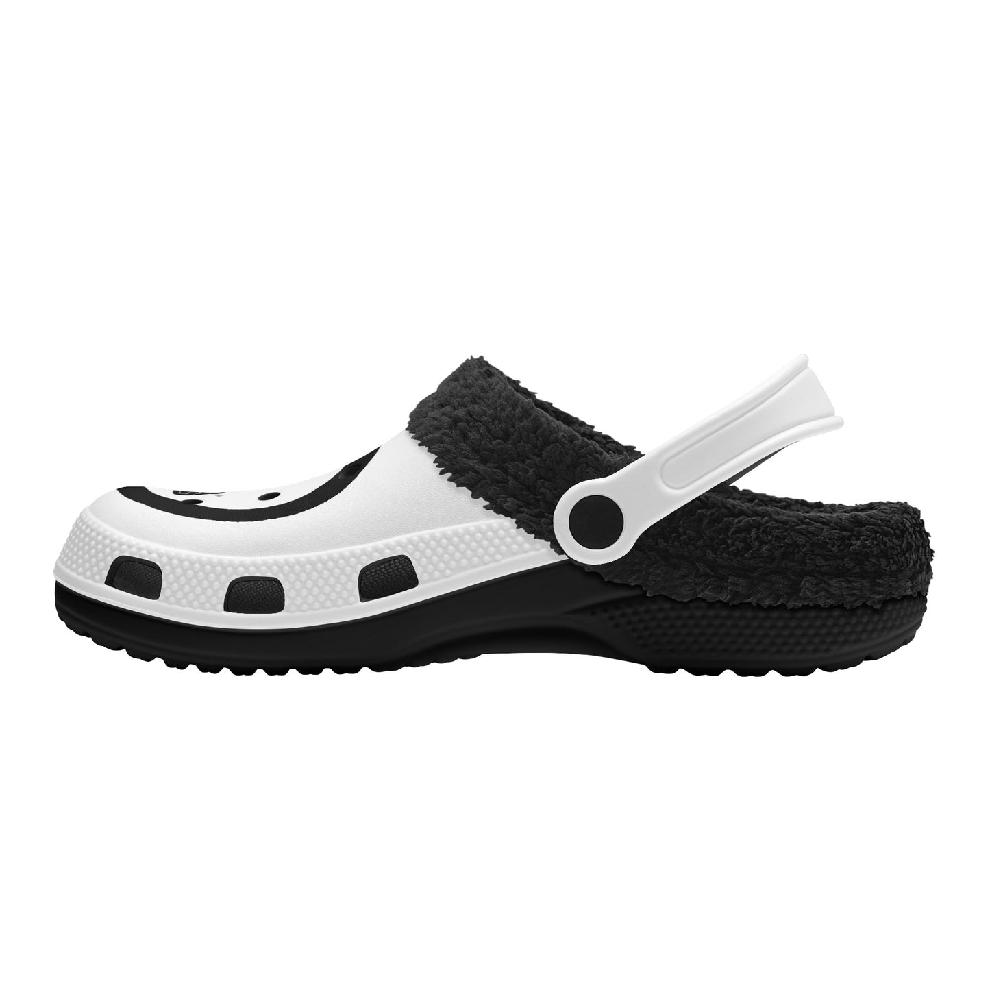 Blk & White Fur Lined Garden Slippers