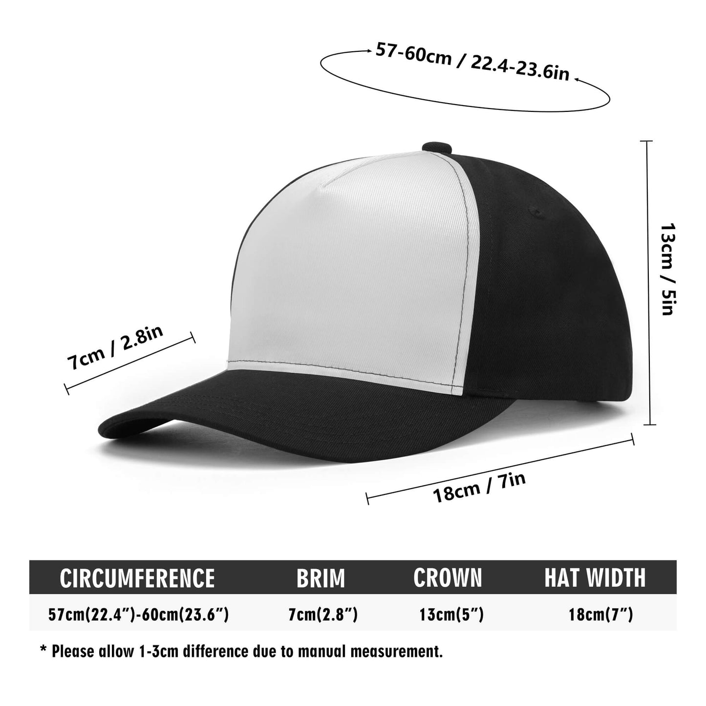 SK White/Black Front Printing Casual Baseball Caps