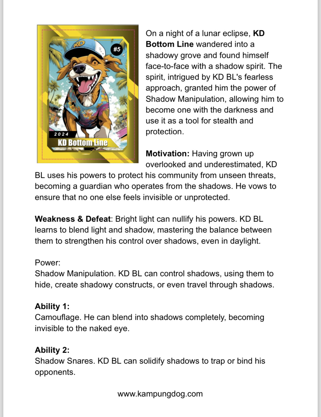 Kampung dog Characters "S1/2024"