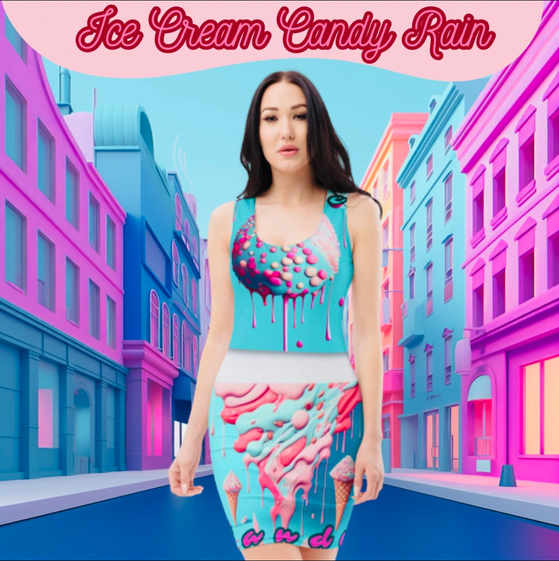 'Ice Cream Candy Rain' Cut & Sew Dress