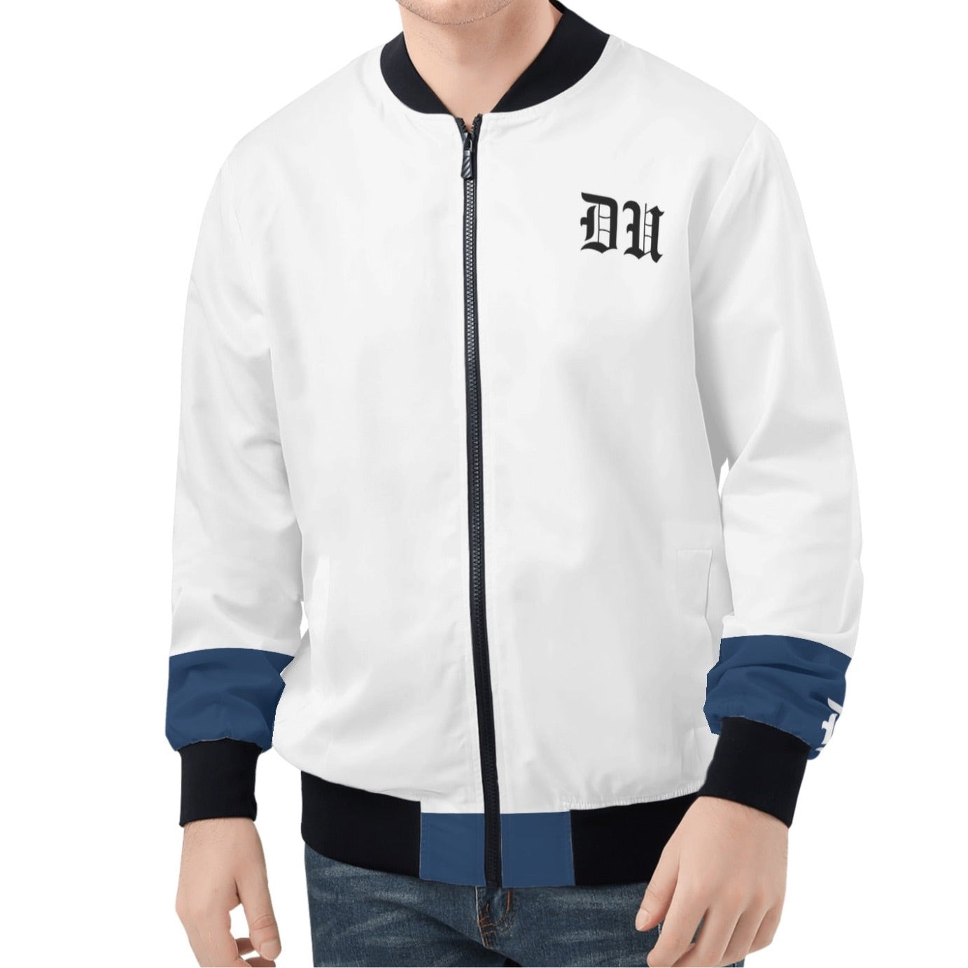 Blk Blue & white 'UD" Men's Bomber Jacket