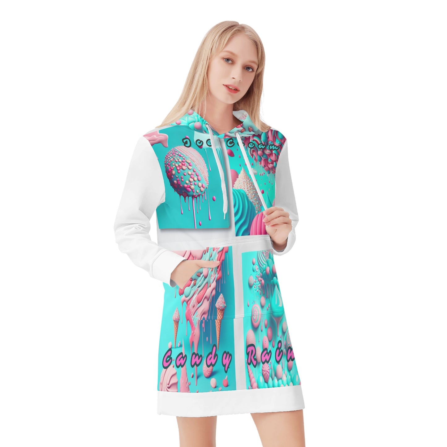 'Ice cream candy rain' Women's Hoodie Dress