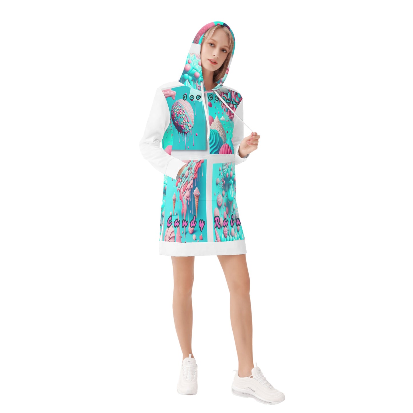 'Ice cream candy rain' Women's Hoodie Dress