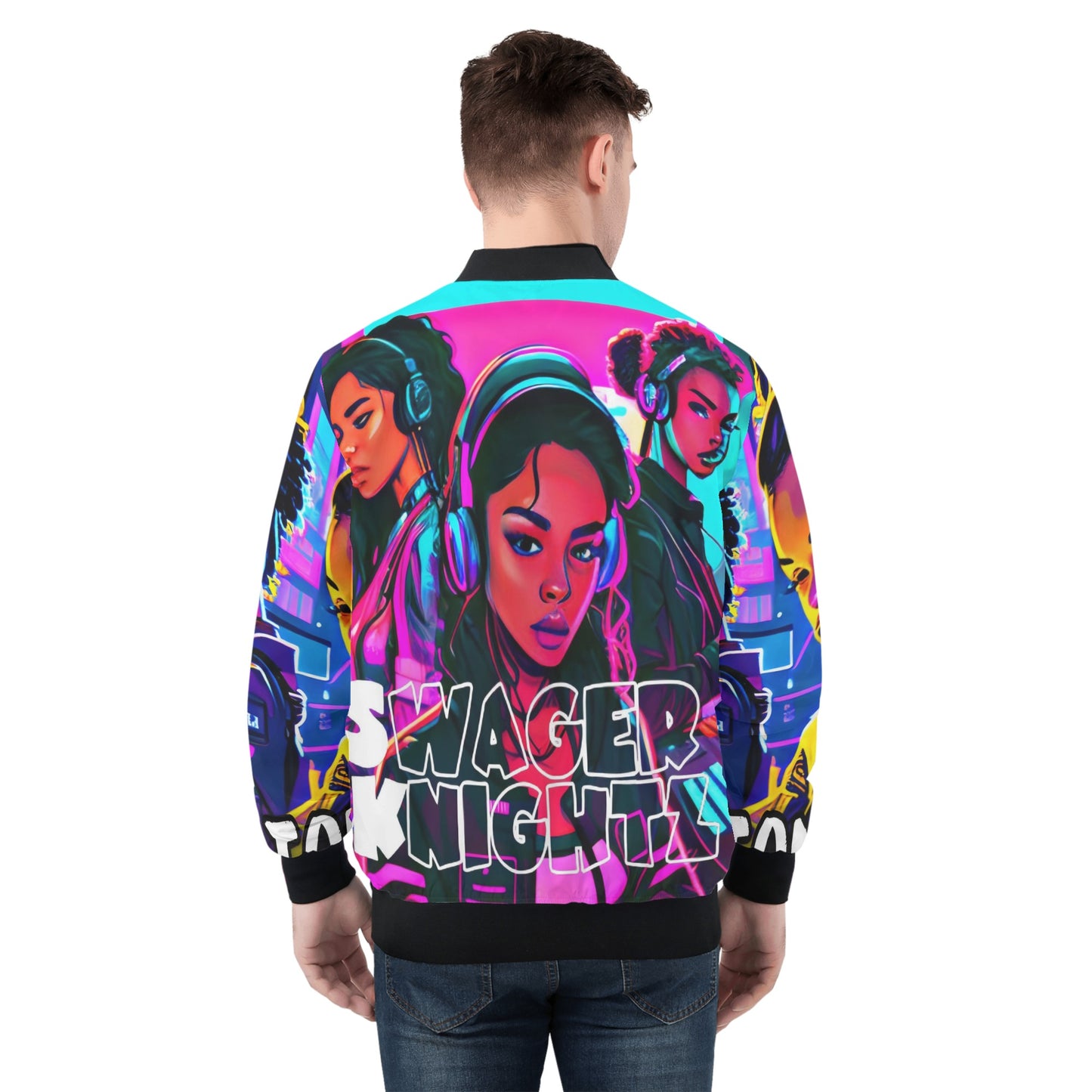 ‘Neon Vice City Swager Knightz’ Men's Bomber Jacket