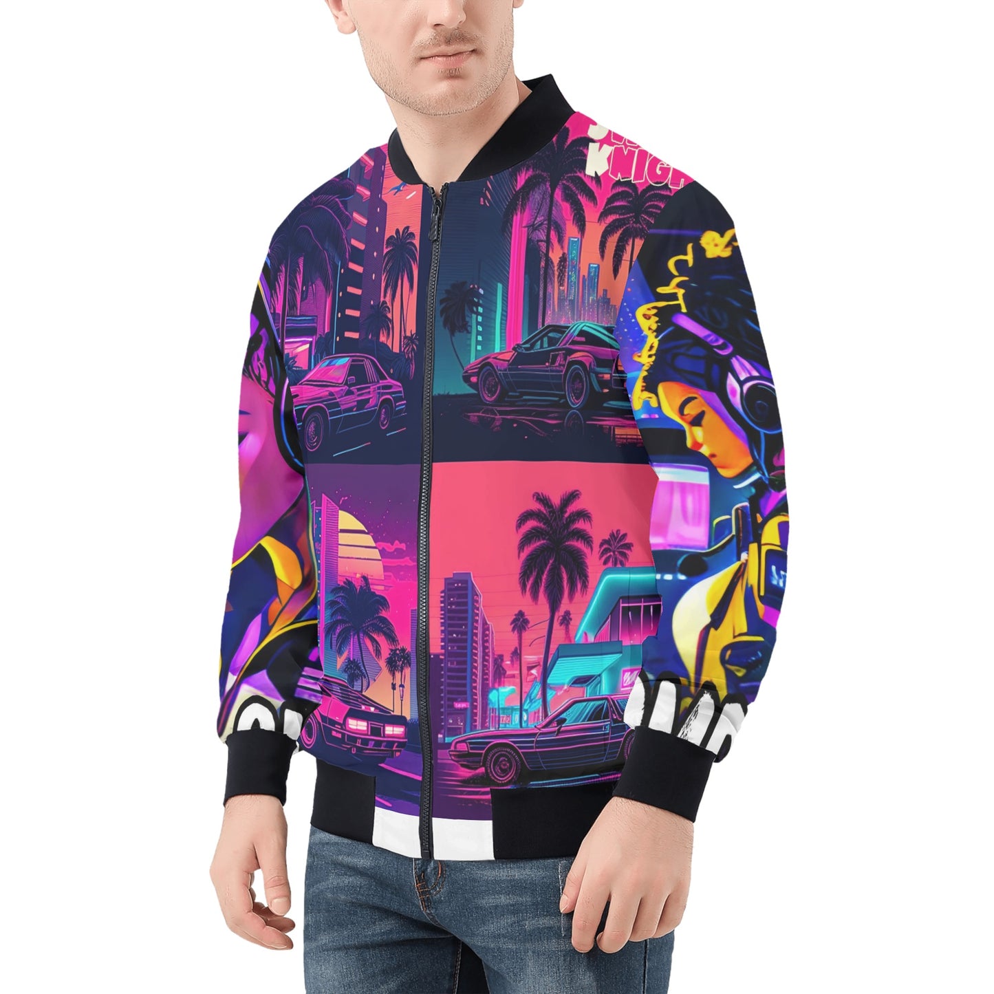 ‘Neon Vice City Swager Knightz’ Men's Bomber Jacket