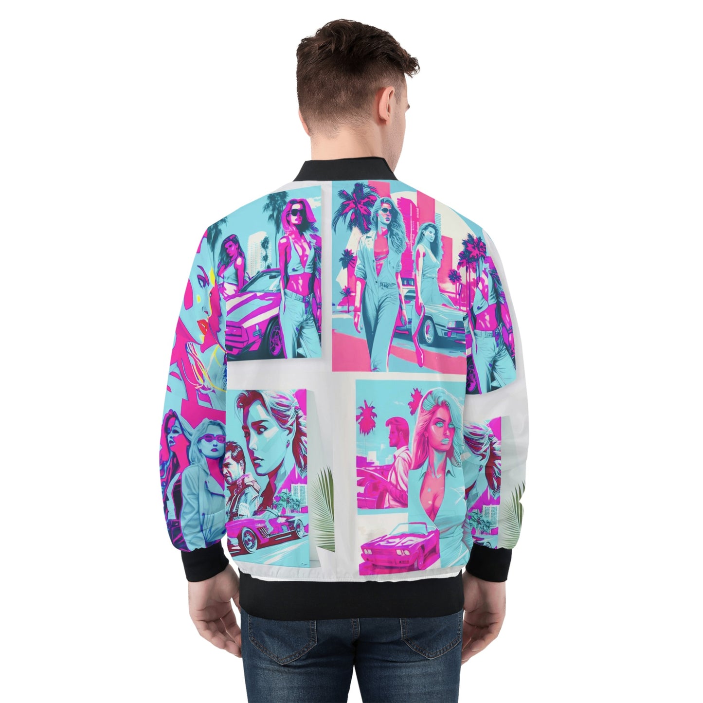 ‘Light Blue Vice City Swager Knightz’ Men's Bomber Jacket